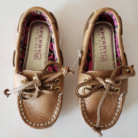 New *SPERRY* Baby Girl *Audrey* Brown Leather Loafers Shoes US 5M UK 4.5  EU 21 - Picture 2 of 7